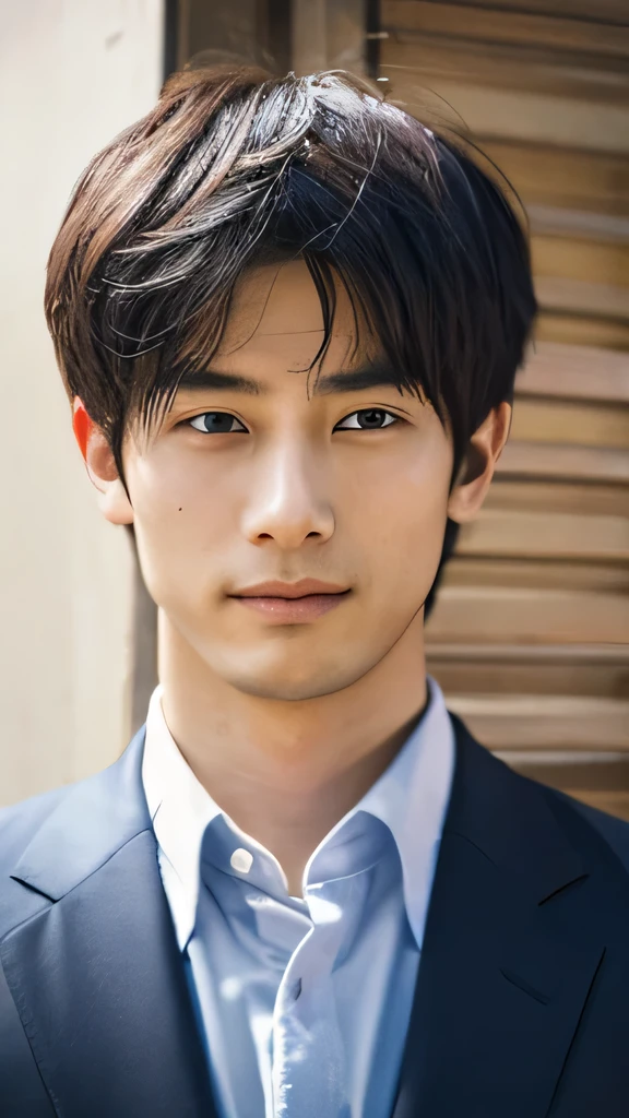 (Highly realistic photos, concentrate、High resolution, Detailed face, Detailed Hair,fine grain),Japanese men, 30 years old 1 boy,Only one person is in the photo、(Natural look), Upper body portrait,masterpiece, Hirotoshi Fukubara, Please draw the 13th head of the family, Hirotoshi Fukuhara, as a modern-day handsome man., Sengoku period, Hairstyles are in line with trends、Background is white, 35mm photo capturing a 1boy in an unusual location, graced by selective shadows during dawn golden hour. Shot on expired slide film --ar 3:4 --style raw --stylize 250,