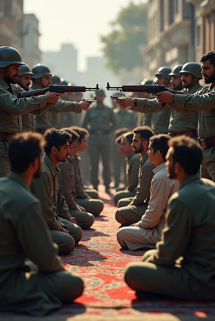 Balochs are offering namaz Pakistani forces pointing gun on them 