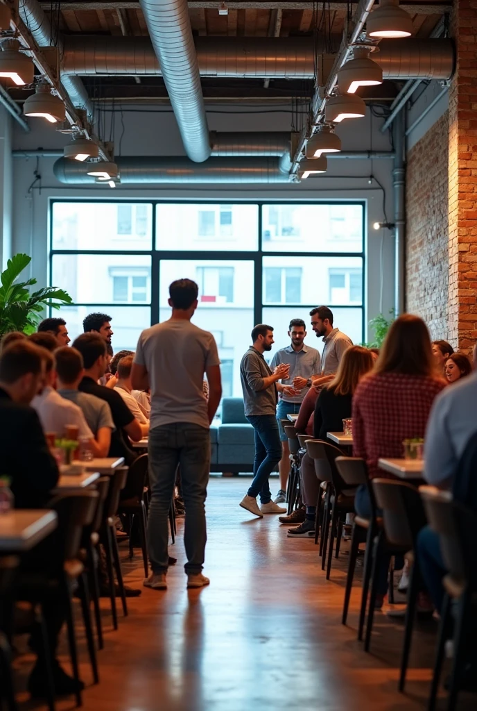 Generate carosel post with a group of start-up community event vibe
