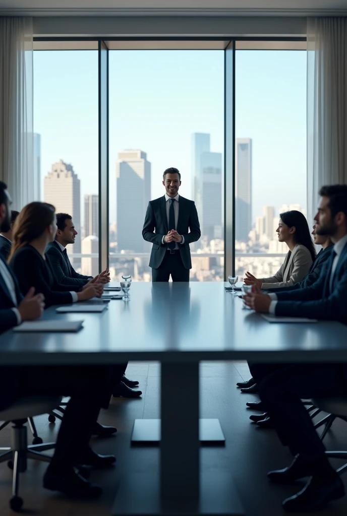 Create an image of me running a meeting