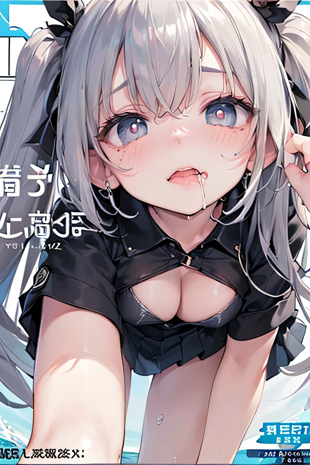 (Magazine Cover:1.8)、((From below:1.5))、Stand and spread your legs、 pretty girl, Highest quality、超High resolution、High resolution、Highly detailed CG、8K Unit Wallpaper、、Beautiful details,Twin tail hair、(((See-through uniform)))、(((super shiny lips)))、(((Glowing Skin ,Ultra mini skirt , Cleavage ,)))、(Embarrassed look,:1.5)、(You can side the mouth:1.5)、(口からliquidが流れる)、water、Pee、liquid、 Embarrassing、(Ahegao:1.5)、(Sticking out tongue and drooling)、shy、 ((Extreme close up of face:1.5))