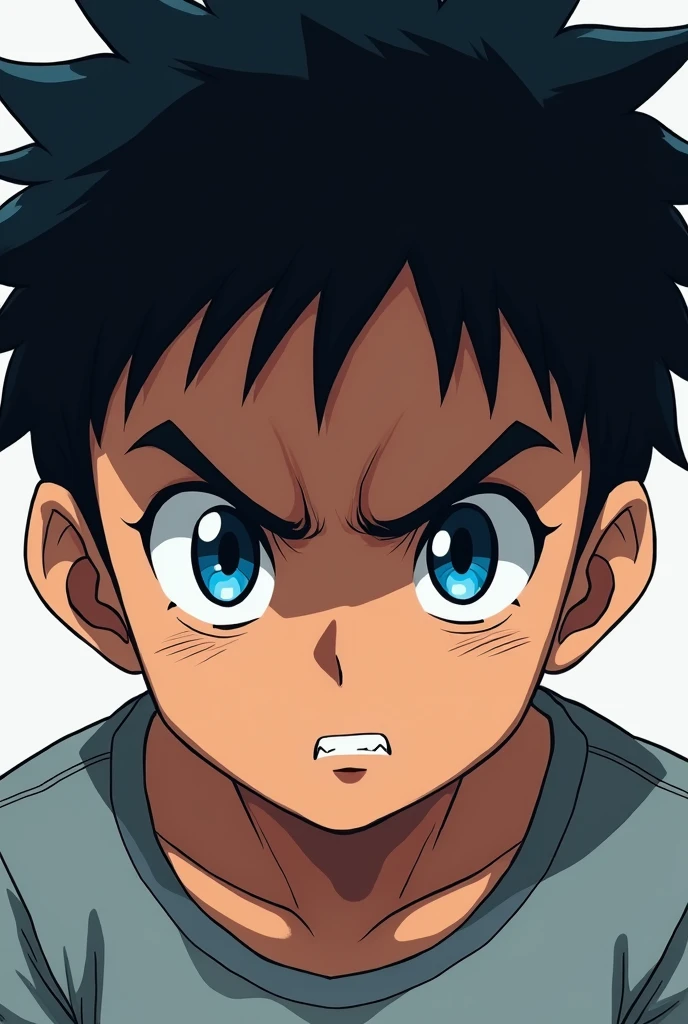anime、Angry boy、Blue Eyes、Parting hair in the center