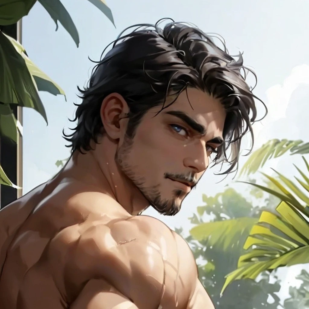 Men ,handsome,soft facial hair,detail face,detail eyes,look at the viewer,smirk