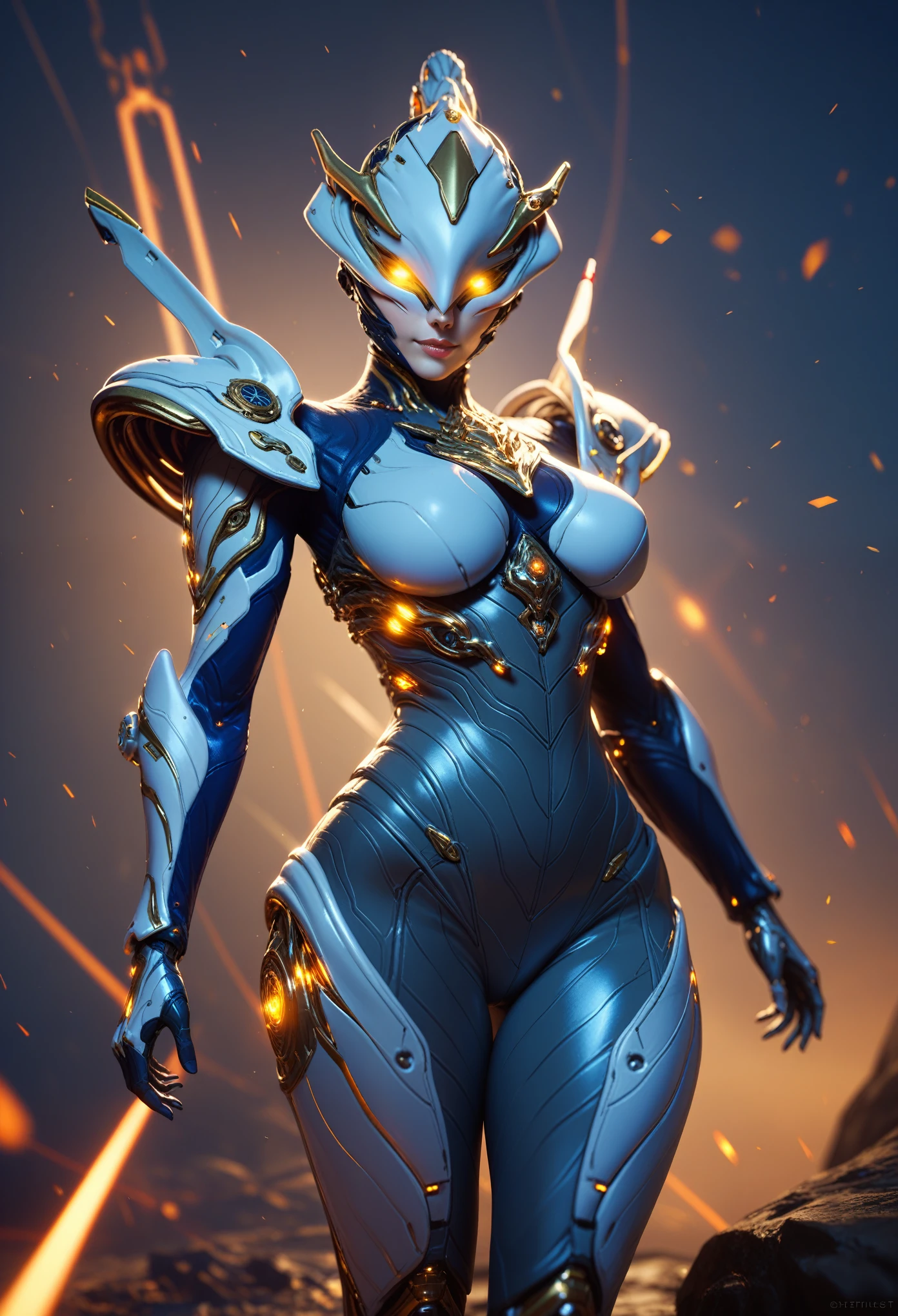 score_9, score_8_up, score_7_up, Wear mechanical clothing, Wonders of the machine, cyber, Cybernetic Guardian, Futuristic Armor, whole body, Front pose, Symmetric, Complex (Steel Metal [rust]), joint, Warframe style, cyborg, Female body and armor, 