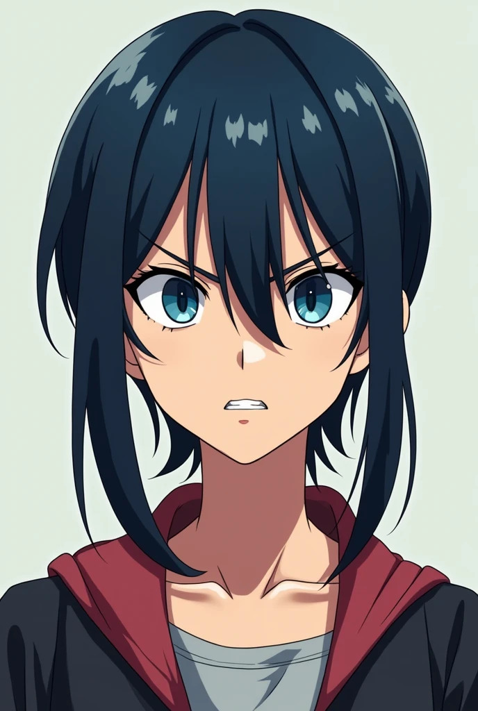 anime、Angry Teenager、Blue Eyes、Parting hair in the center