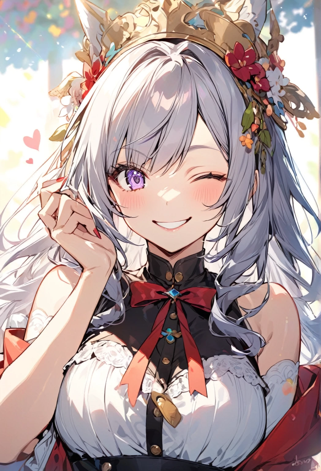 woman、smile,One-eyed wink