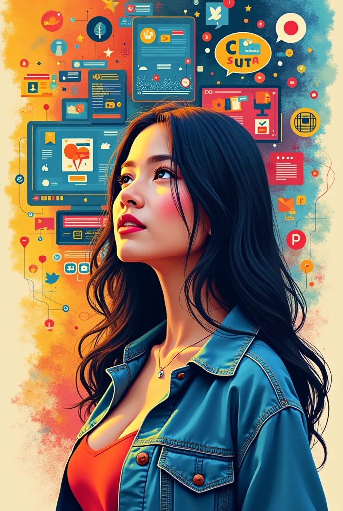 You will create a visually compelling poster that embodies the characteristics of a Media and Information Literate (MIL). The poster should effectively communicate the essential qualities and skills of an Media Information Literate person in a creative and engaging manner. Create that Easy to draw use a filipina girl and use English words
