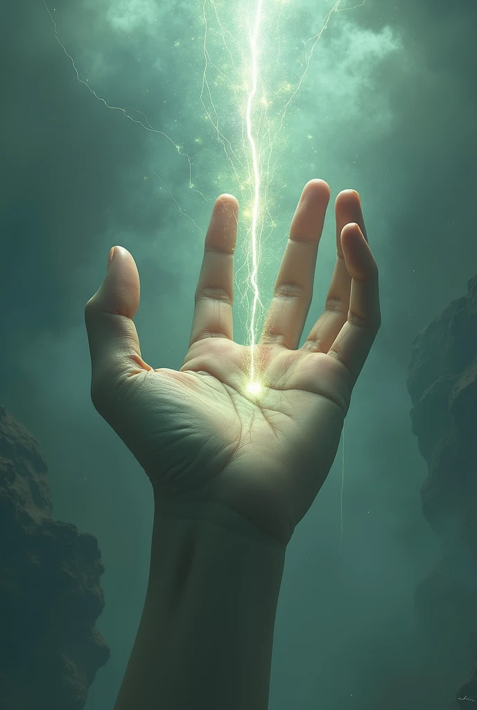 A giant hand that comes to tear off the silver thread that separates the invisible and the visible