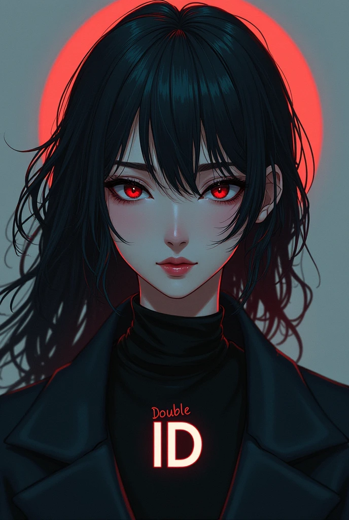I want a serious profile picture but with some Japanese style with these words in the center "Double ID"