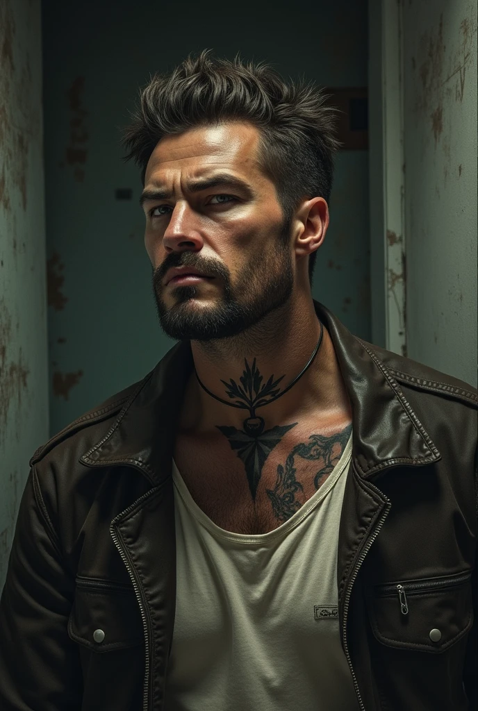 Guy with a tattoo of a broken noose on his neck