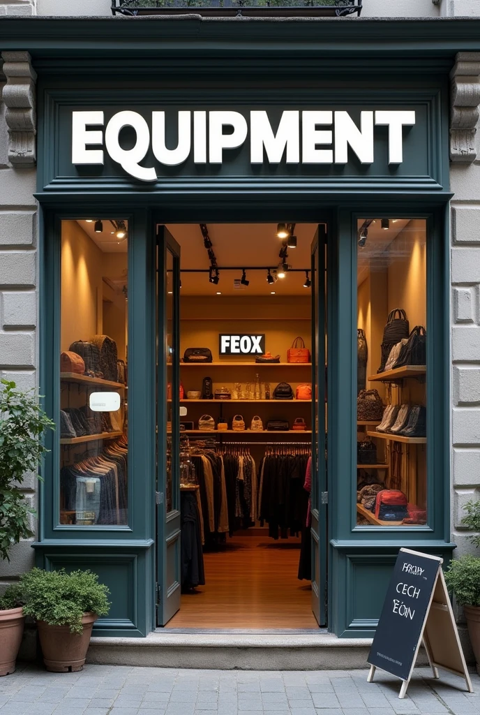 A store with EQUIPMENT and a sign with the store name FEOX