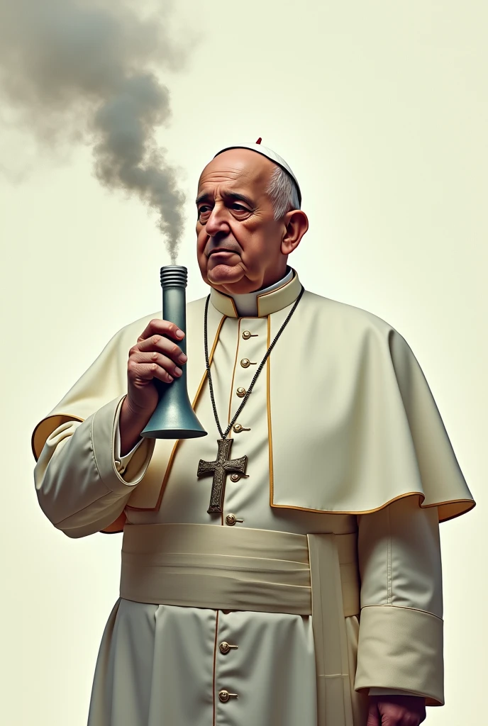 Create a picture of Pope Francis snorting cocaine 
 