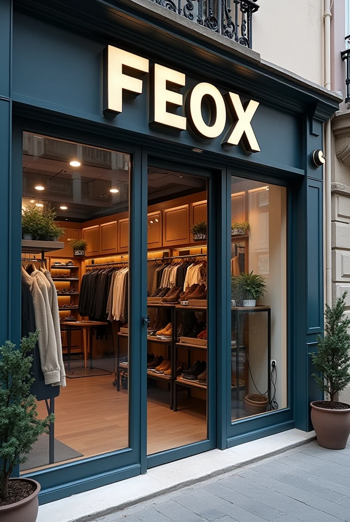 Store with equipment with a sign of the store name FEOX