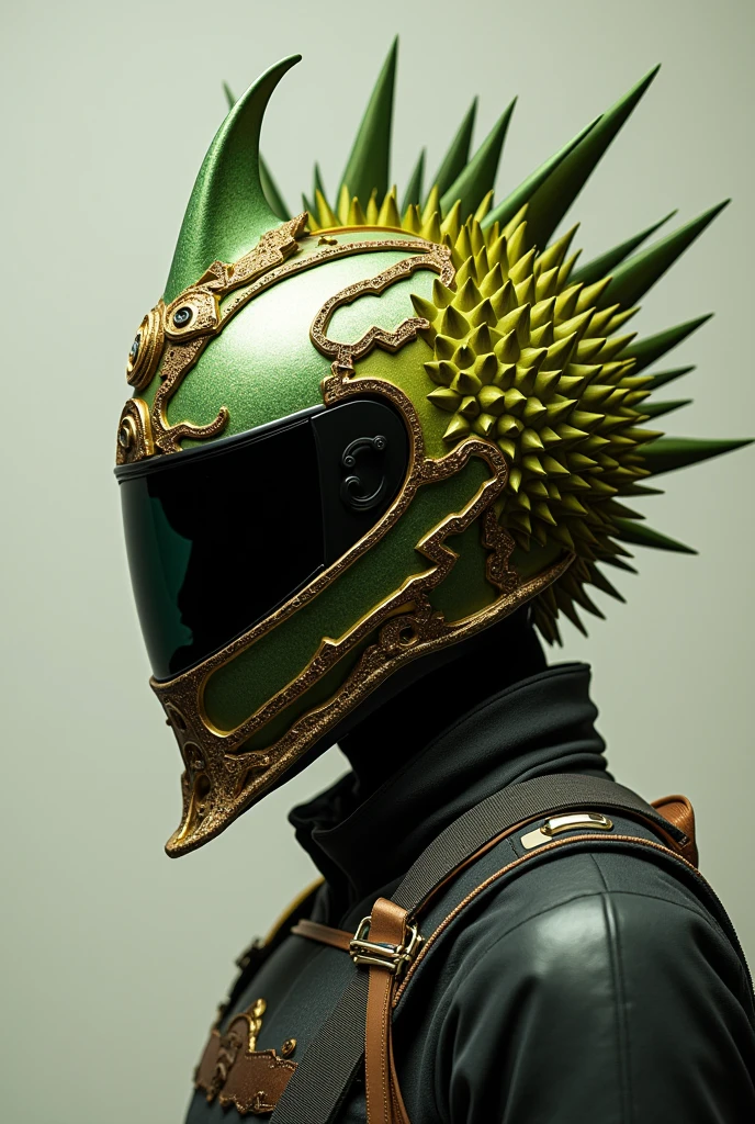 Durian helmet. Arai helmet. Green spike helmet. Commercial concept. Art . Design. Render. Best award