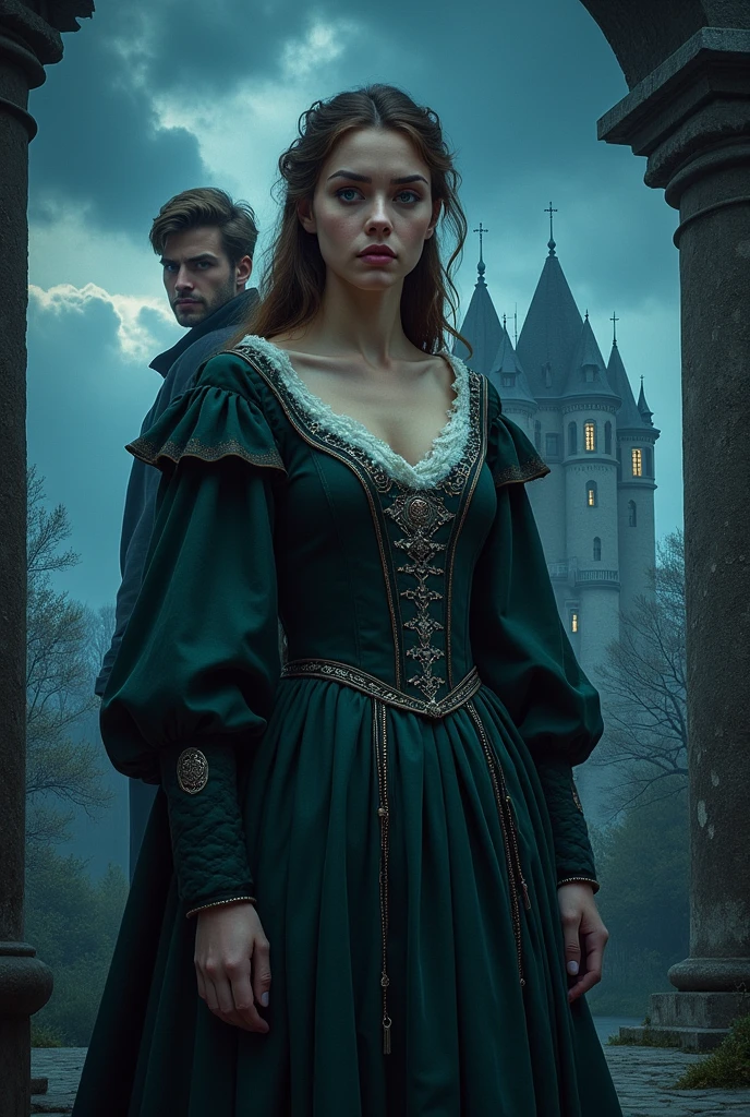 Pour une couverture qui capte l'essence sombre et intrigante de votre livre, voici une description idéale :
### Couverture Idéale :
**Couleurs dominantes :** Des teintes sombres et profondes comme le noir, le bleu nuit, et le pourpre dominent la couverture, créant une atmosphère mystérieuse et intense. Quelques touches de doré ou d’argenté peuvent être utilisées pour les détails, apportant un contraste élégant et rehaussant certains éléments importants.
**Éléments principaux :**
- **Agnès au centre de la couverture** : Elle se tient droite, regardant de côté, une expression de détermination sur le visage. Son apparence est royale, avec une couronne délicate posée sur sa tete mais ses yeux reflètent une force intérieure. Sa tenue est riche, dans des tons sombres avec des détails dorés ou argentés, symbolisant à la fois sa position de reine et la noirceur du chemin qu'elle doit emprunter.
- **Gautier dans l'ombre** : Derrière elle, légèrement en retrait et partiellement dissimulé dans l’ombre, se trouve Gautier. Son visage est à moitié visible, avec un sourire énigmatique qui pourrait être perçu à la fois comme charmant et inquiétant. La partie de son visage plongée dans l'ombre suggère sa nature cachée, Morath.
- **Un château imposant** : En arrière-plan, un château sombre s'élève sous un ciel orageux. Ses tours sont pointues, et ses fenêtres semblent être des yeux observant la scène, ajoutant une sensation d’oppression et de mystère.
- **La marque ou un symbole mystérieux** : Au-dessus ou en dessous du titre, il pourrait y avoir une marque ancienne ou un symbole mystérieux, gravé ou dessiné avec des détails fins en doré ou en argenté. Ce symbole pourrait représenter la force maléfique liée à Agnès, un élément crucial de l'intrigue.
**Titre et Nom de l'Auteur :**
- Le titre du livre est placé en haut, écrit avec une typographie élégante mais légèrement gothique, renforçant l'atmosphère sombre du récit. Le nom de l'auteur est en bas, dans une police plus mai