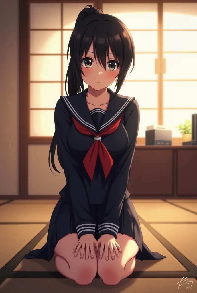 (((picture perfect))), 1girl, solo, azusa nakano, , jacket, looking at viewer, smile,miniskirt,(((lift skirt,panties))),squatting,indoor,open legs,spread legs,medium breasts