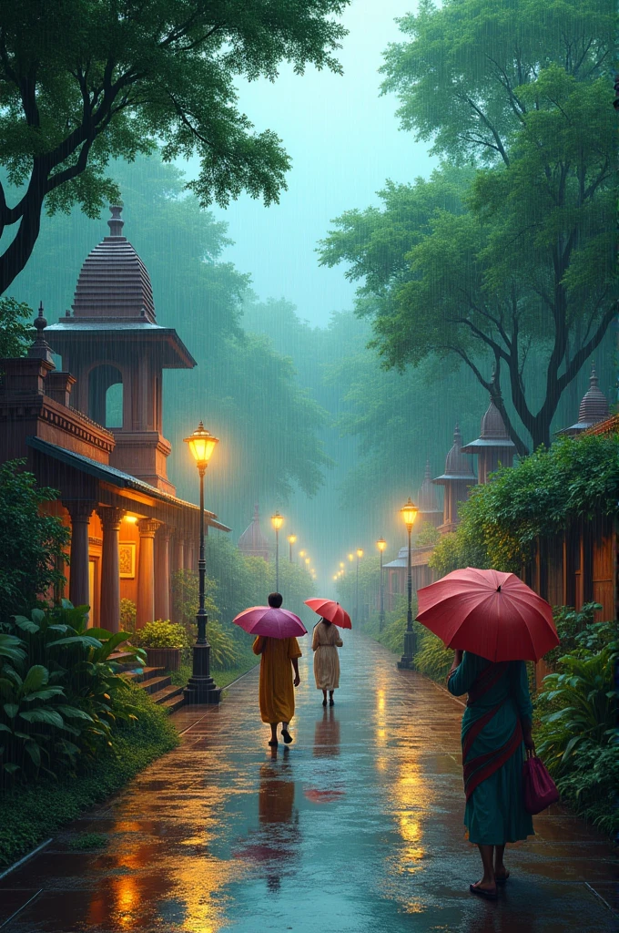 Generate a beautiful spot of nagpur city in raining