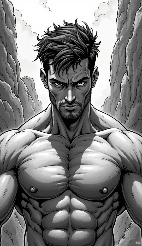 A person engaging in a challenging physical activity, like rock climbing or weightlifting, with a determined expression
, Illustration drawing stoicism