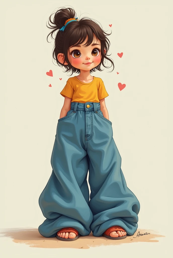 a girl with big pants