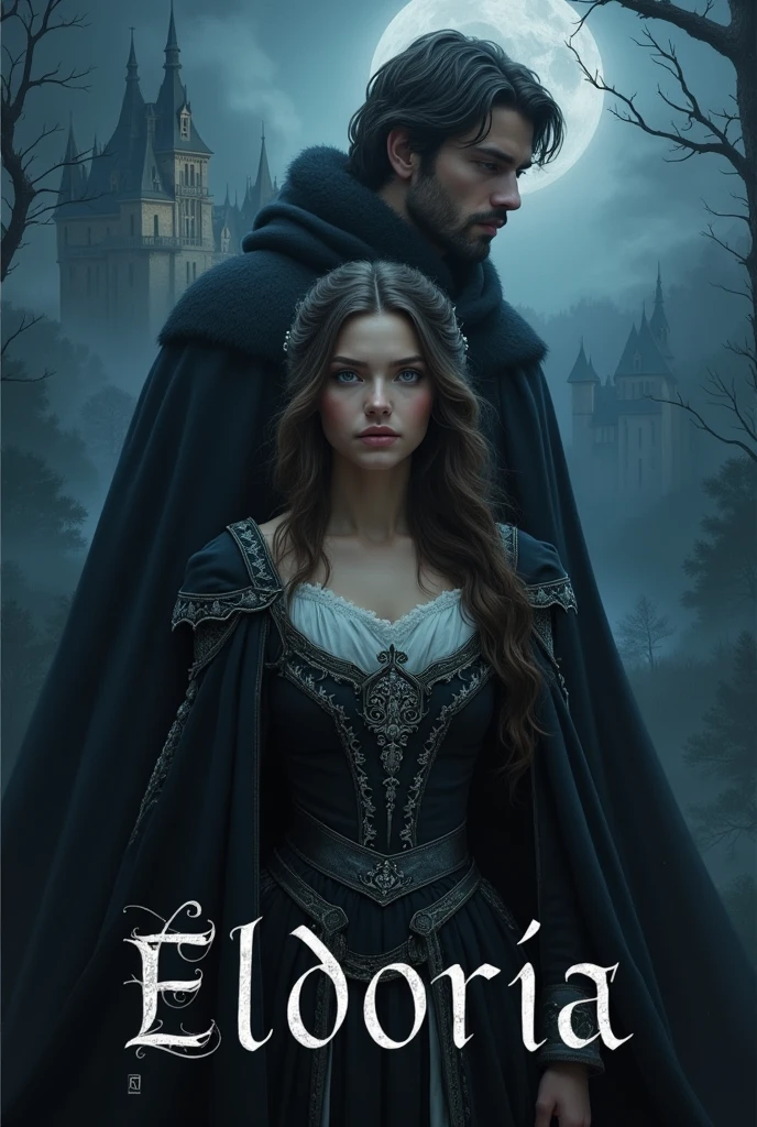 Pour une couverture qui capte l'essence sombre et intrigante de votre livre, voici une description idéale :
### Couverture Idéale :
**Couleurs dominantes :** Des teintes sombres et profondes comme le noir, le bleu nuit, et le pourpre dominent la couverture, créant une atmosphère mystérieuse et intense. Quelques touches de doré ou d’argenté peuvent être utilisées pour les détails, apportant un contraste élégant et rehaussant certains éléments importants.
**Éléments principaux :**
- **Agnès au centre de la couverture** : Elle se tient droite, regardant de côté, une expression de détermination sur le visage. Son apparence est royale, avec une couronne délicate posée sur sa tete, mais ses yeux reflètent une force intérieure. Sa tenue est riche, dans des tons sombres avec des détails dorés ou argentés, symbolisant à la fois sa position de reine et la noirceur du chemin qu'elle doit emprunter.
- **Gautier dans l'ombre** : Derrière elle, légèrement en retrait et partiellement dissimulé dans l’ombre, se trouve Gautier. Son visage est à moitié visible, avec un sourire énigmatique qui pourrait être perçu à la fois comme charmant et inquiétant. La partie de son visage plongée dans l'ombre suggère sa nature cachée, Morath.
- **Un château imposant** : En arrière-plan, un château sombre s'élève sous un ciel orageux. Ses tours sont pointues, et ses fenêtres semblent être des yeux observant la scène, ajoutant une sensation d’oppression et de mystère.
- **La marque ou un symbole mystérieux** : Au-dessus ou en dessous du titre, il pourrait y avoir une marque ancienne ou un symbole mystérieux, gravé ou dessiné avec des détails fins en doré ou en argenté. Ce symbole pourrait représenter la force maléfique liée à Agnès, un élément crucial de l'intrigue.
**Titre et Nom de l'Auteur :**
- Eldoria est placé en haut, écrit avec une typographie élégante mais légèrement gothique, renforçant l'atmosphère sombre du récit. Le nom de l'auteur est en bas, dans une police plus mais dans le