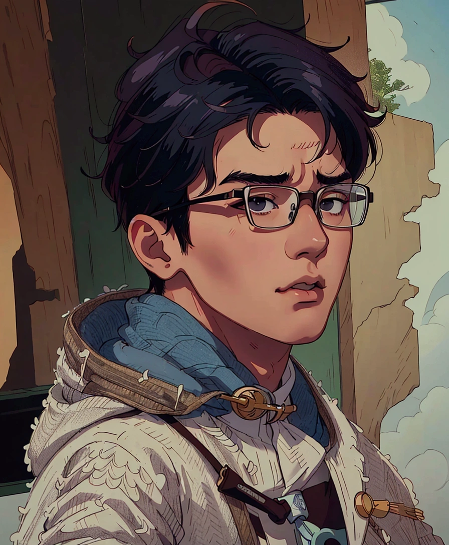 (best quality:0.8) perfect anime illustration, a close up of a person wearing glasses and a coat, inspired by Zhang Han, yanjun chengt, with glasses, jinyoung shin, cai xukun, steven jung, siwoo kim, handsome chad chin, in square-rimmed glasses, thick - rimmed glasses, longque chen, handsome male, eyeglasses, li zixin, with square glasses