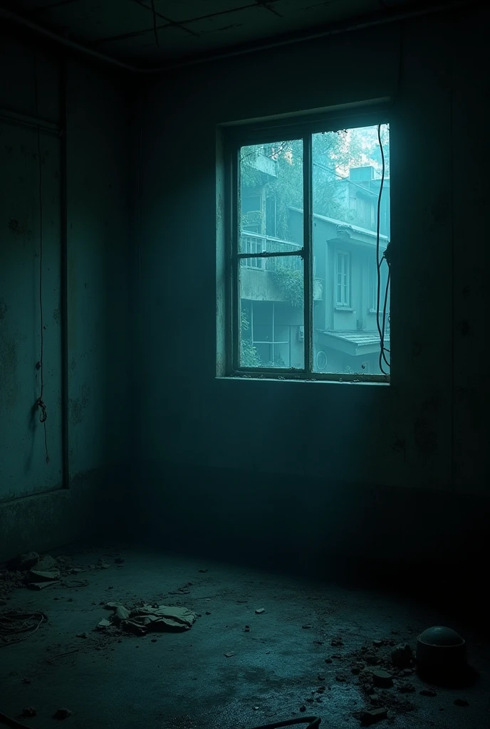 In a room in Kowloon Walled City、The electric light is leaking from the window