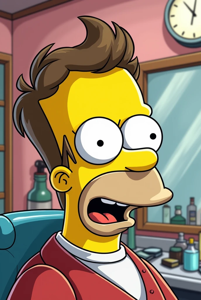 Simpsons style cartoon drawing of a barber