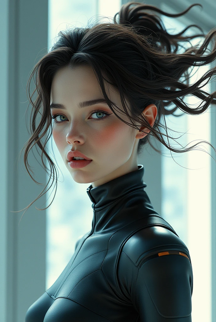Handsome futuristic girl