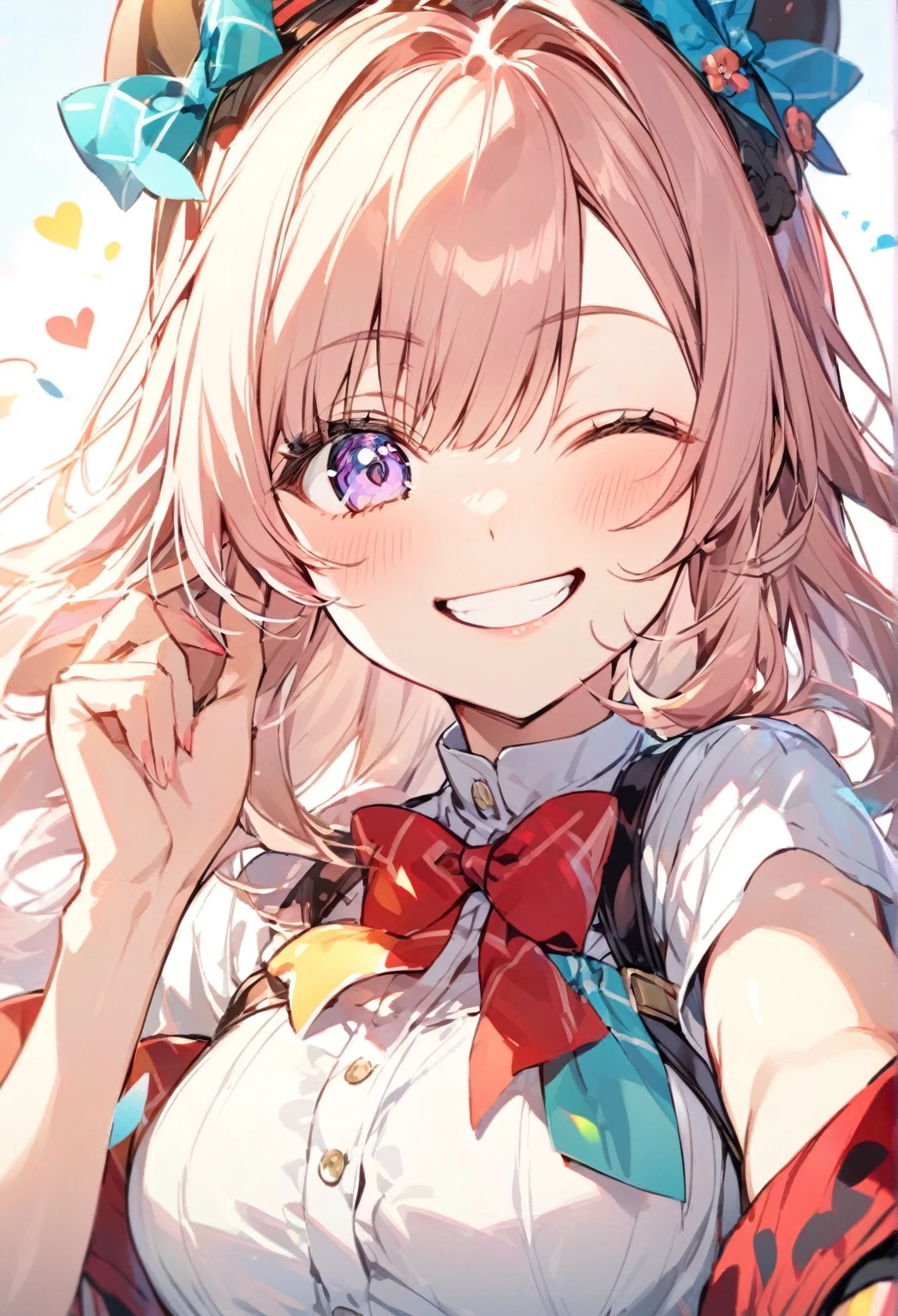 woman、smile，One-eyed wink
