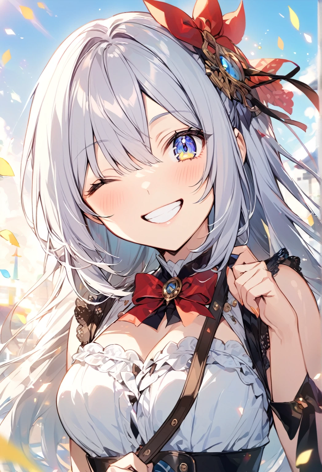 woman、smile,One-eyed wink