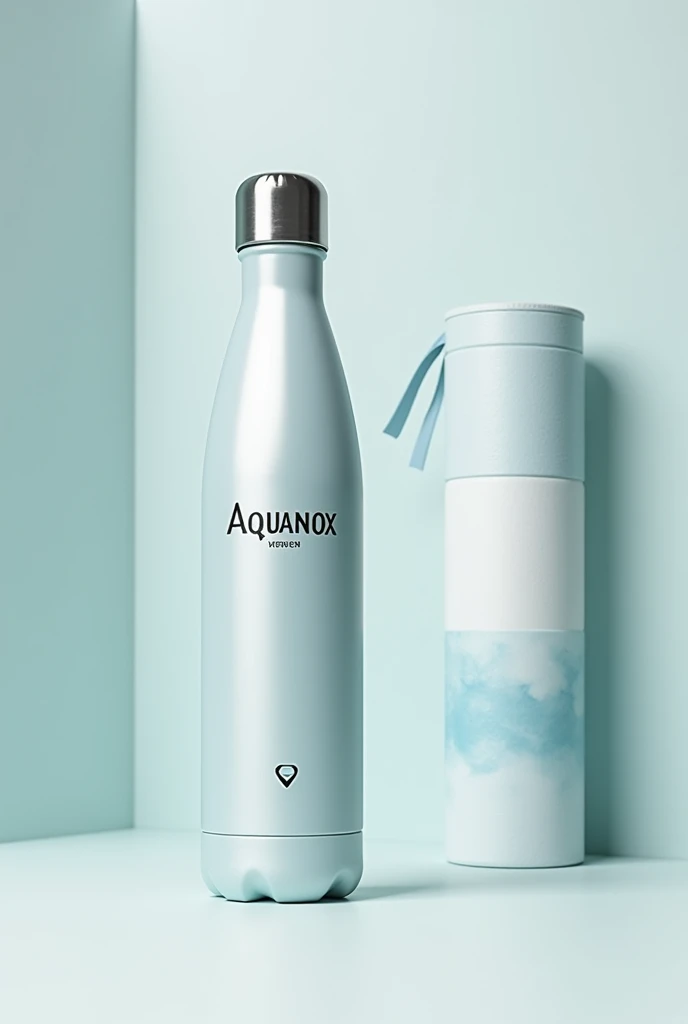 Imagine water Bottle with label and packeging my brand name is Aquanox