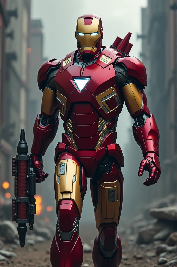 Picture of iron man holding missile 