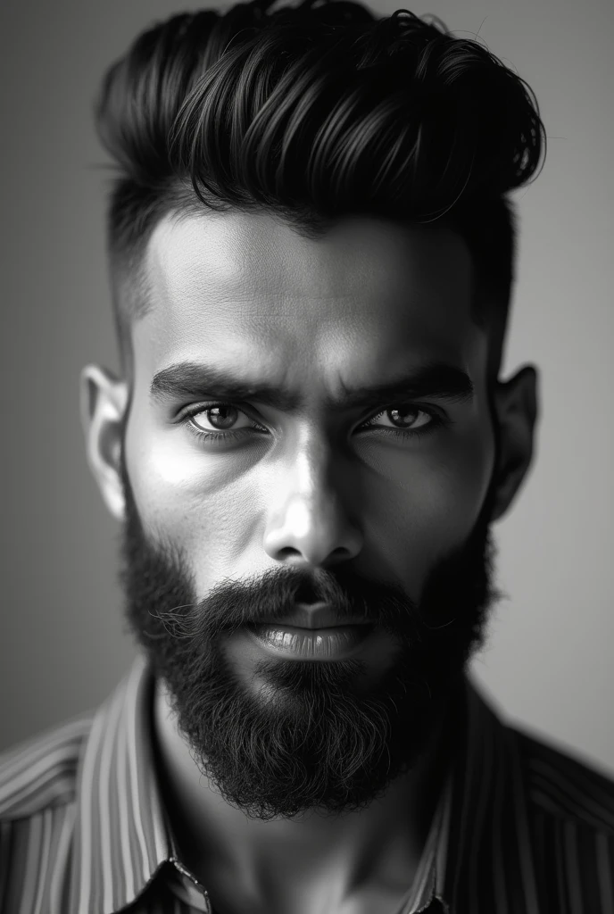 Kerala man with good hairstyles and beard in black and white