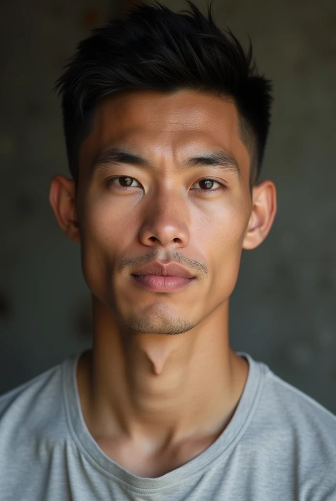 Very handsome thai man only half in casual clothing