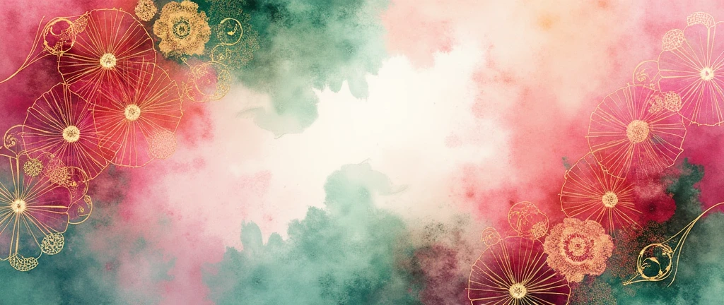 Floral Watercolor Texture Vibrant Alcohol Ink Abstract Background With Pink Green And Gold Paint Stains