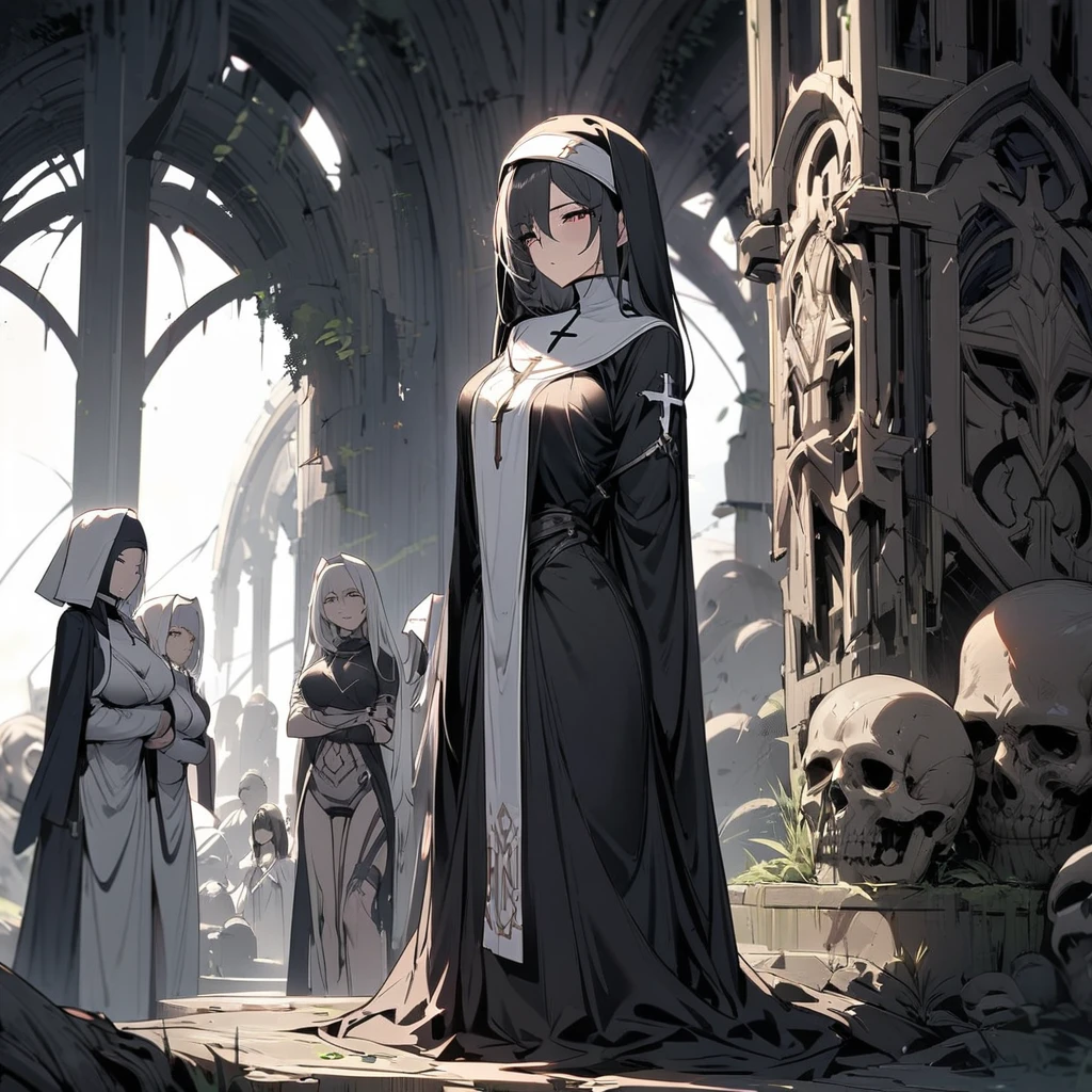 Perfectly precise anatomical shape., 1. beautiful woman,Mole under the eye, a nun, Hollow Sanctuary, deep silence, The sage appears, calm face, Wrapped Around the Monk'head'robe, Closed eyelids and beautiful delicate eyelashes, Pregnant