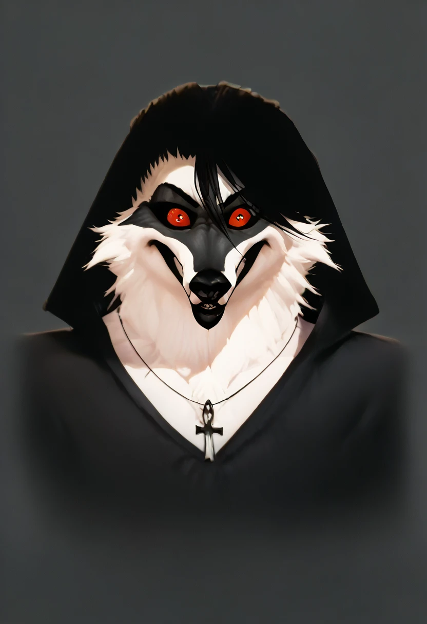 Death, the avatar of death,femboy,skinny,long hair, black hair,androgynous,male focus,flat chest,white fur skin,furry, red eyes,a sensual physique, reaper,inspired by the style of 90’s comics, masterfully rendered with exceptional detail and thrilling, vivid colors, and somber lighting.