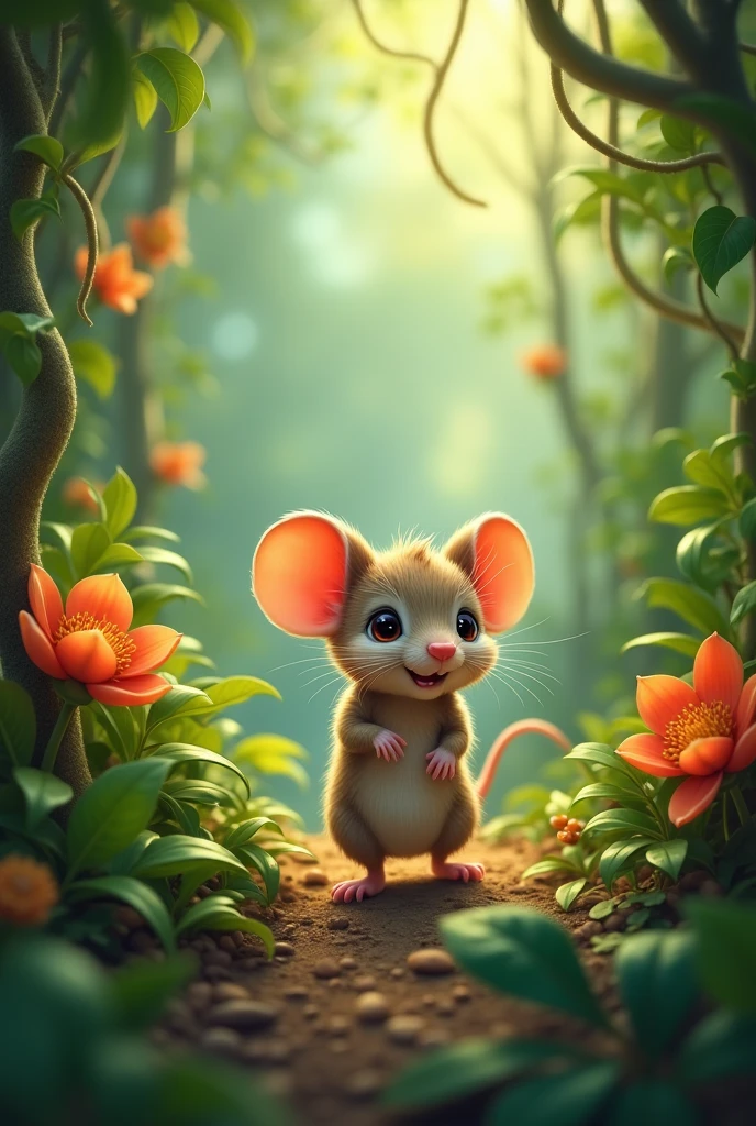 Cute mouse in jungle