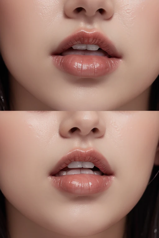 a beautiful wet woman who waiting kissing with sexual expression, close up of lip with sticking out tongue that waiting kissing with drooling, she having a orgasm