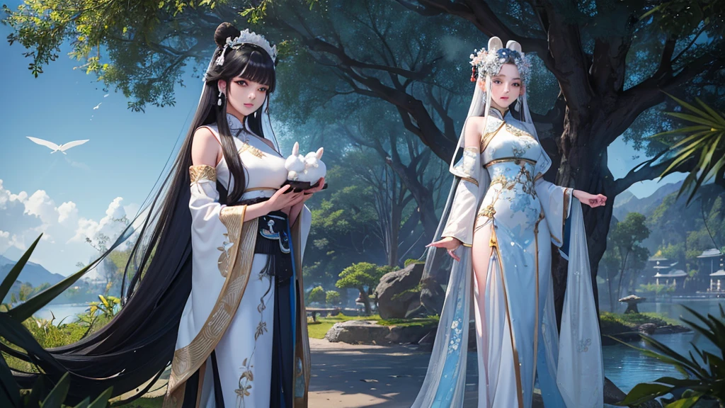 Portrait photography, by artgerm, Chinese women are shown in a smart stylized fashion photo, stylish headwear, inspired by top models, clever use of composition, inspired by Yanjun Cheng, inspiring use of texture, mother of pearl iridescent colors, unique repeating pattern, holographic white, realism
