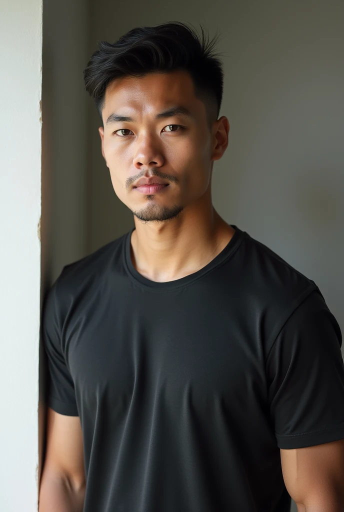 Very handsome thai man only half in t-shirt