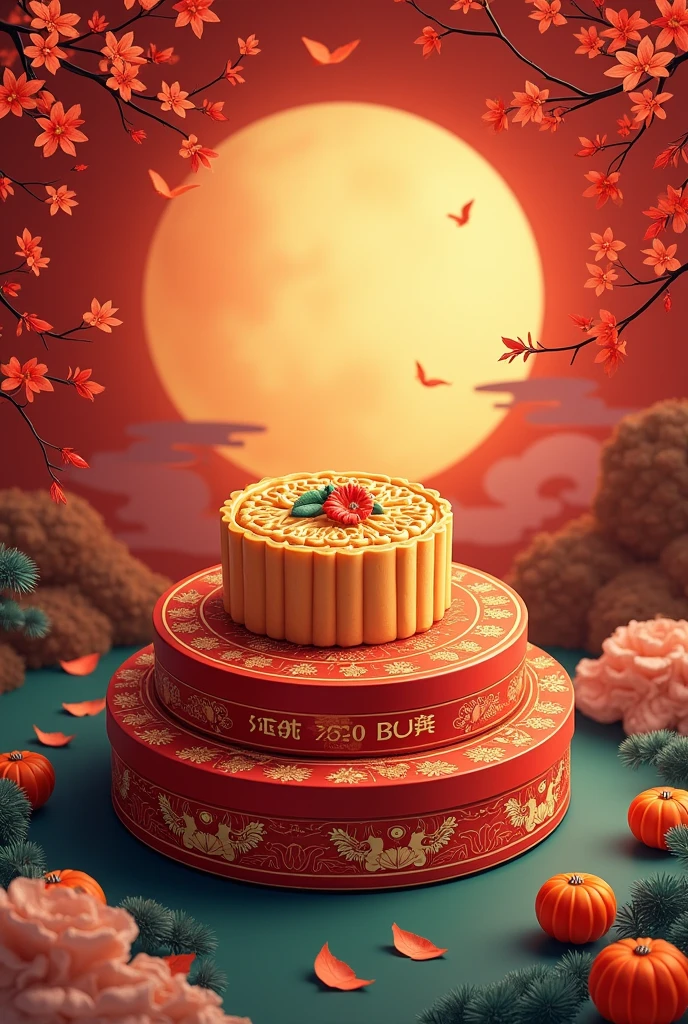 Packaging cover image ，Mooncake gift box，Mid-Autumn Festival style