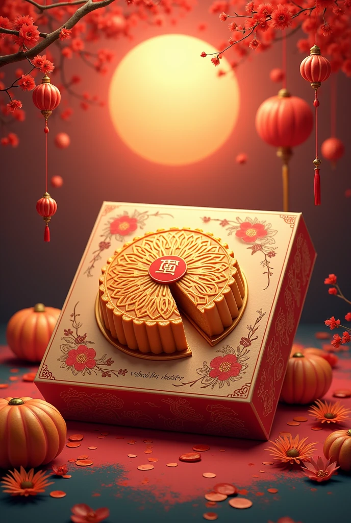Packaging cover image ，Mooncake gift box，Mid-Autumn Festival style
