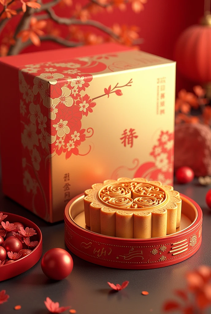Packaging cover image ，Mooncake gift box，Mid-Autumn Festival style