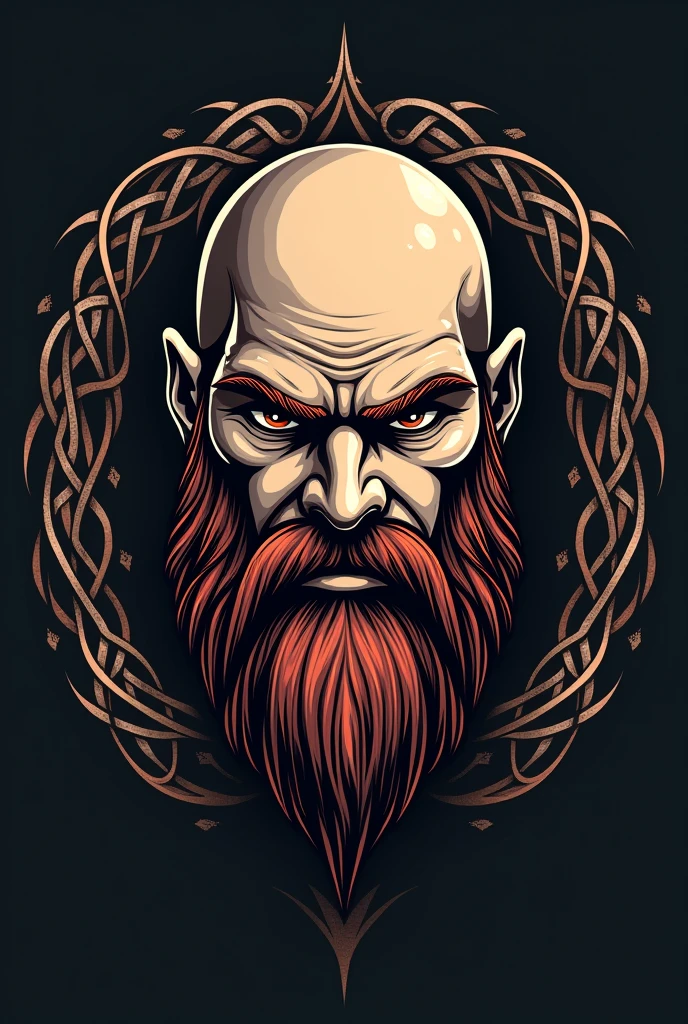 Viking barber shop logo with bald bearded man