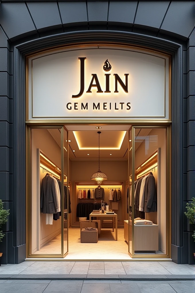 Create a unique and attractive banner for my clothes shop for front of my shop and my shop name is Jain Garments