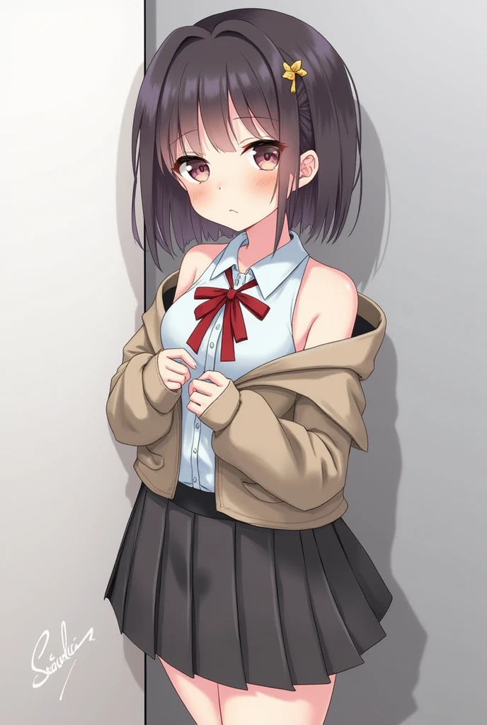 Open-chested school uniform、bra、Headless and limbless torso