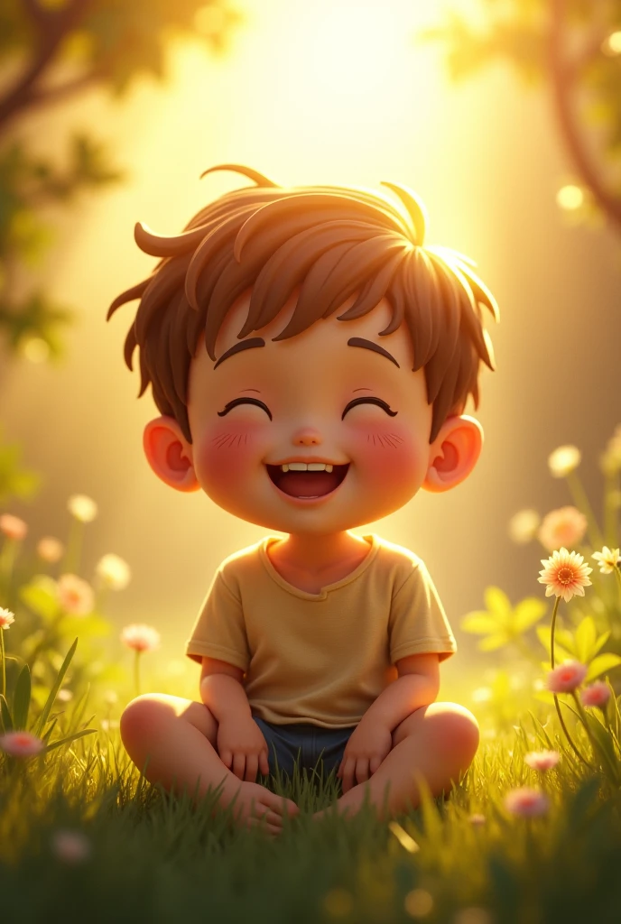 Boy under sun enjoying