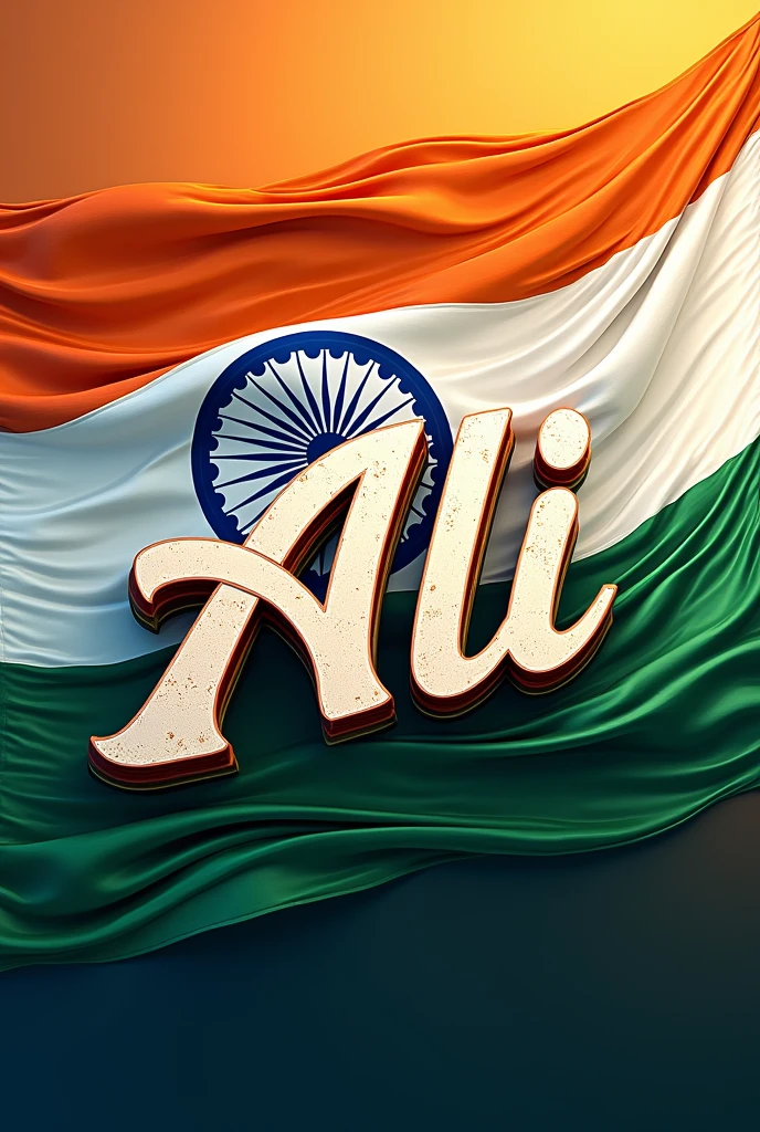 Ali's name emblazoned with the Indian flag 