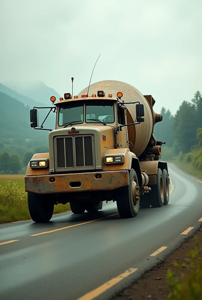 Ready Mix Concrete lorry with moving on raod